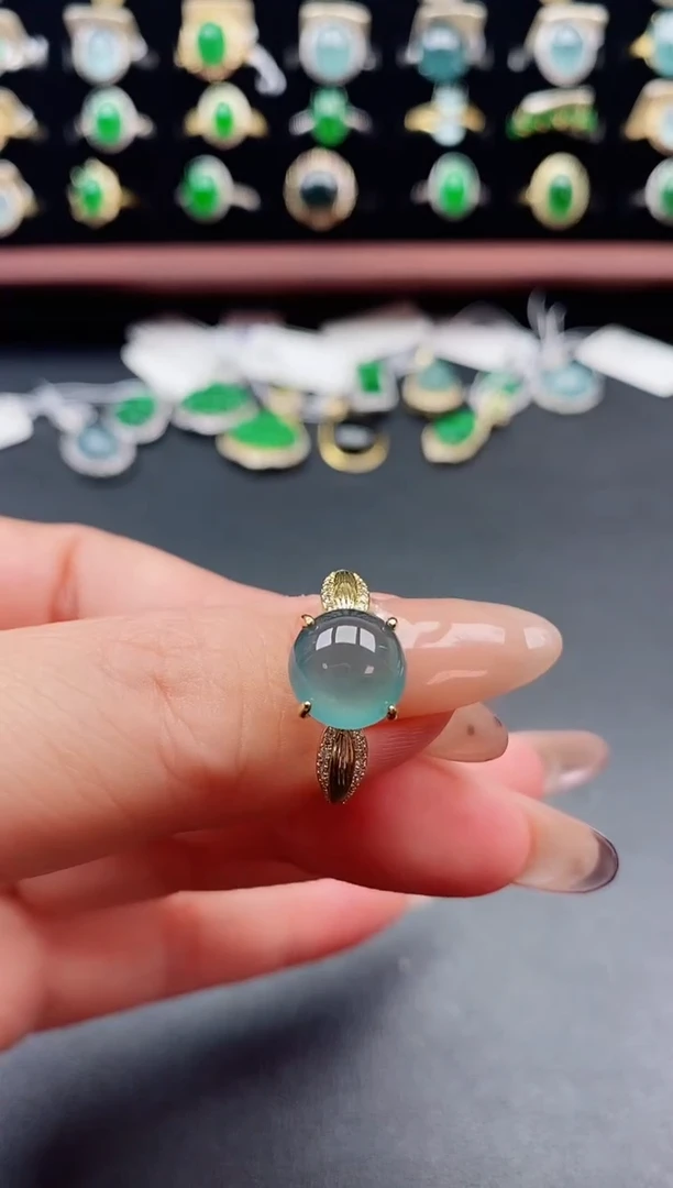 银S925镶嵌戒指翡翠1