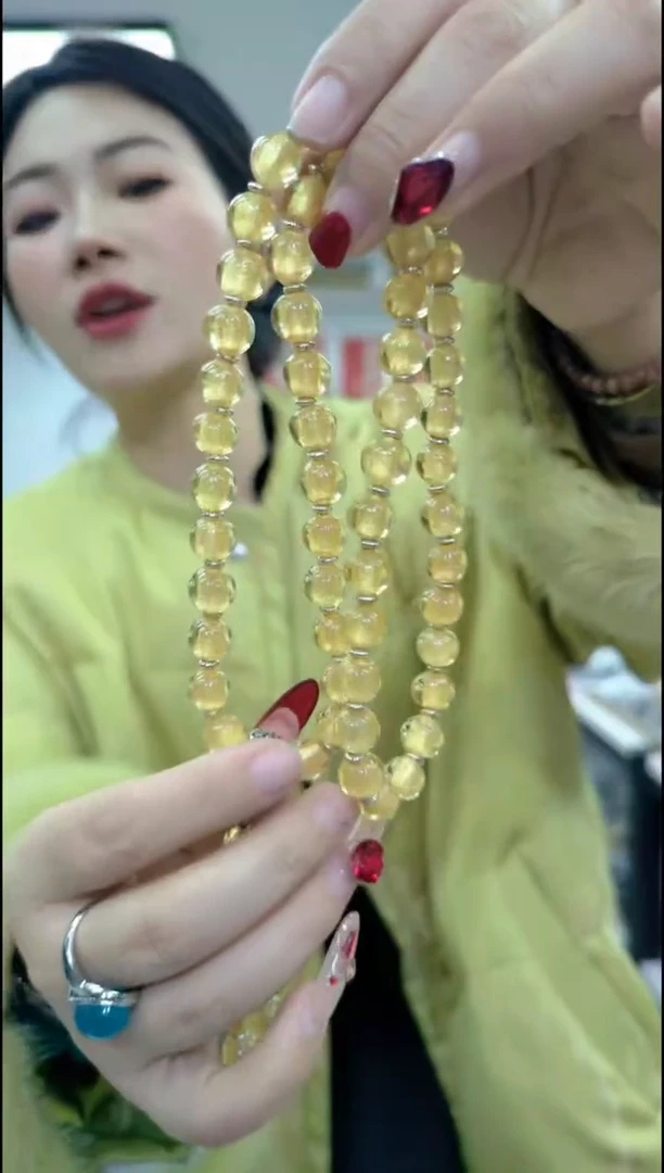 【闪购商品】玛瑙/玉髓颈饰合金0589黄色长链