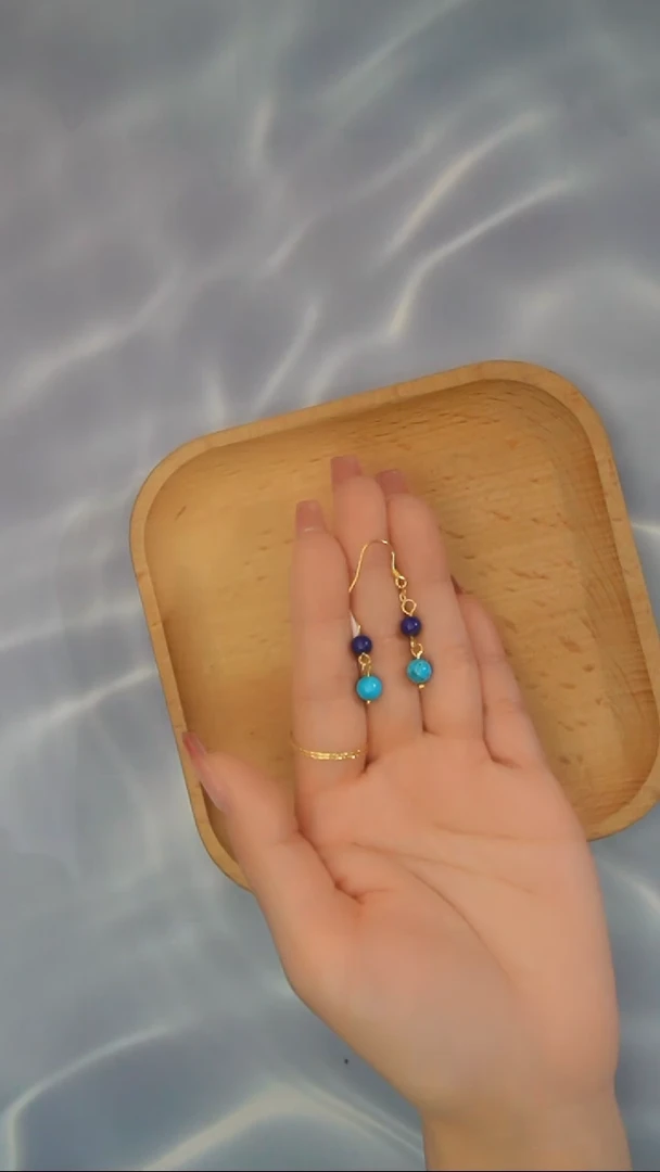 【闪购商品】青金石耳环银S925镶嵌发货一件