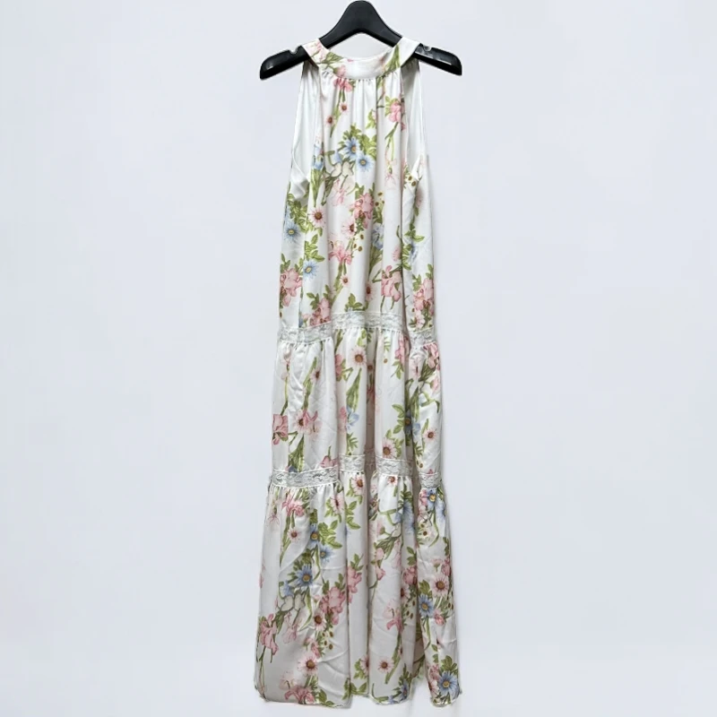 KS丨TLYQ3明星同款度假风吊带挂脖碎花显瘦收腰高光裙A1FAE2514