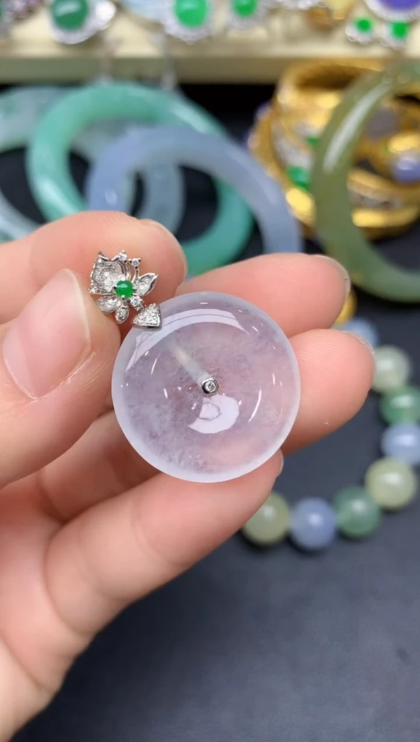 颈饰18K金镶嵌翡翠183-雪姐翡翠天天见