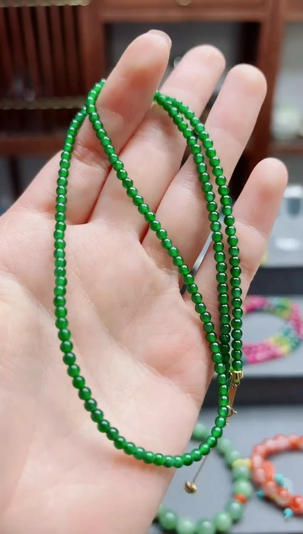 翡翠18K金镶嵌颈饰18K金翡翠项链WY