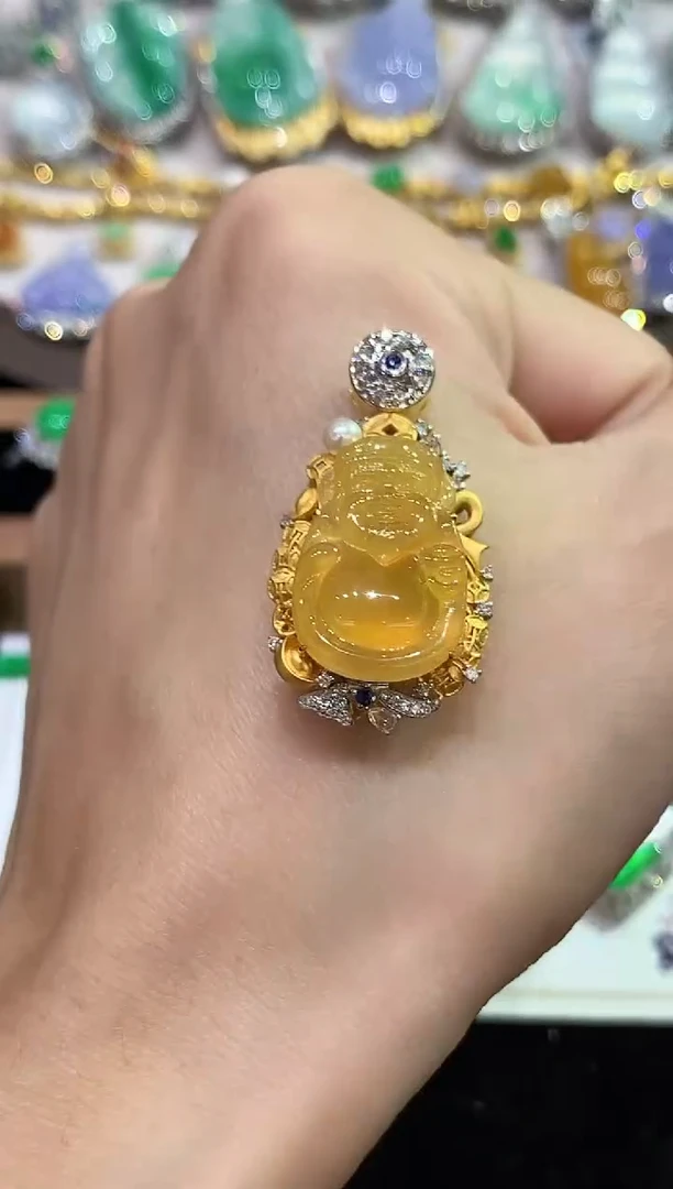 吊坠(不含链)18K金镶嵌翡翠G多样性发其一