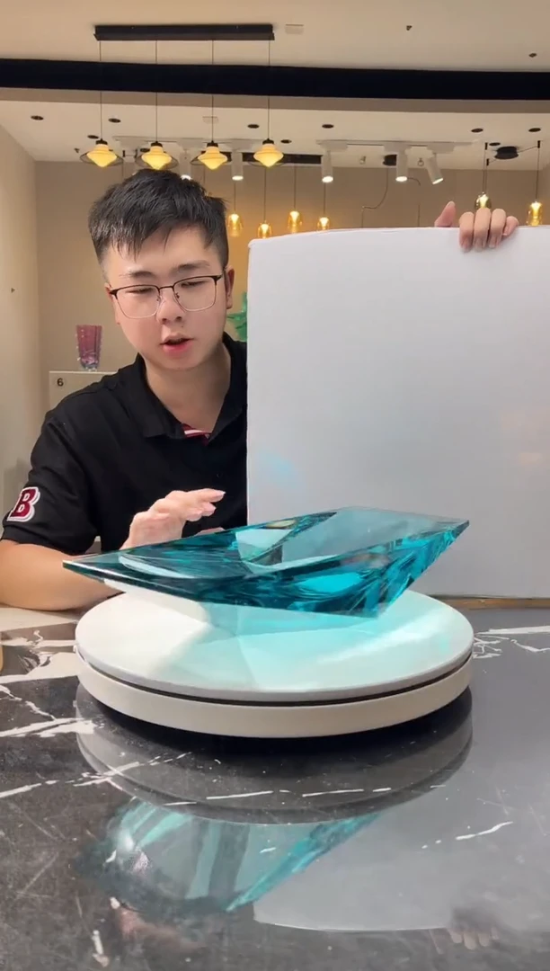 摆件巴比特美学 冰蓝色长方形冰湖