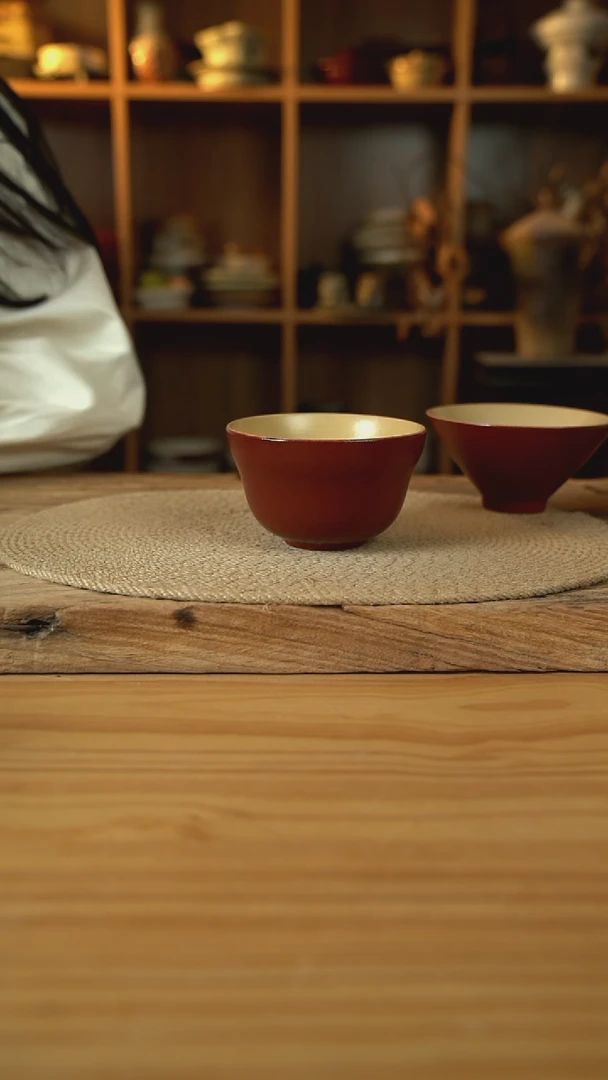 复古红系列的5英寸葫芦米饭碗1个