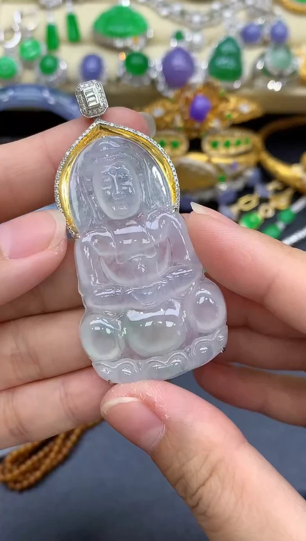 颈饰18K金镶嵌翡翠243-中国好珍宝