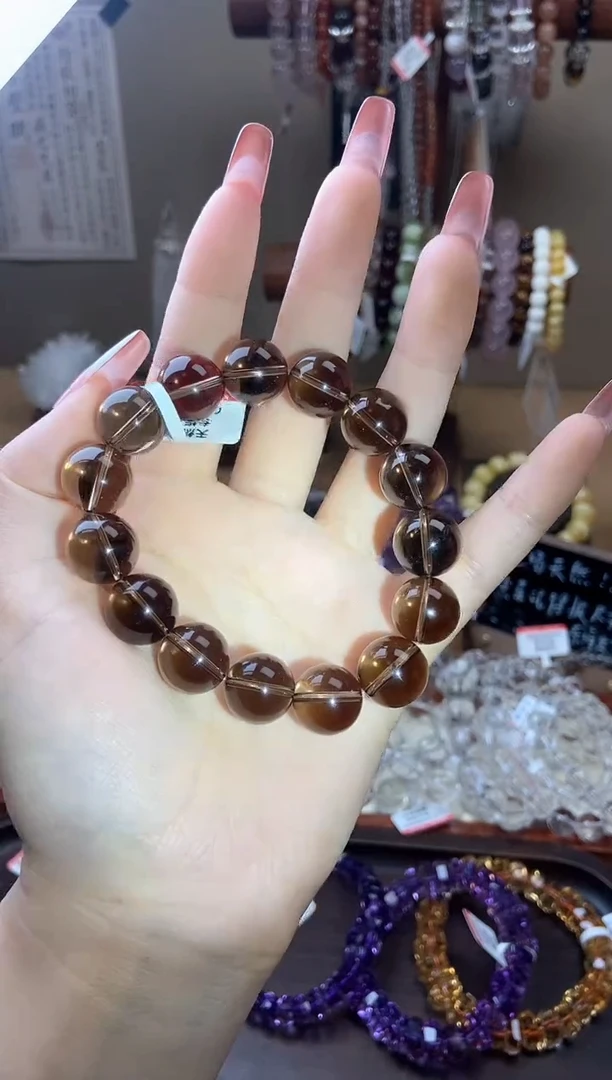 水晶手链未镶嵌14mm茶水晶