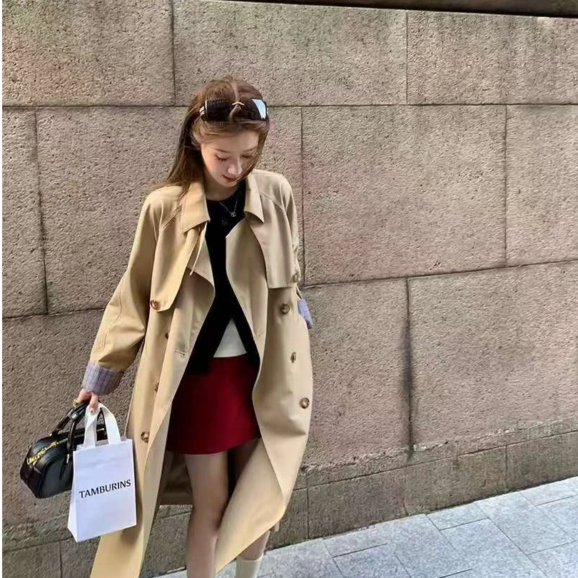 B长风衣百搭无腰带袖带19