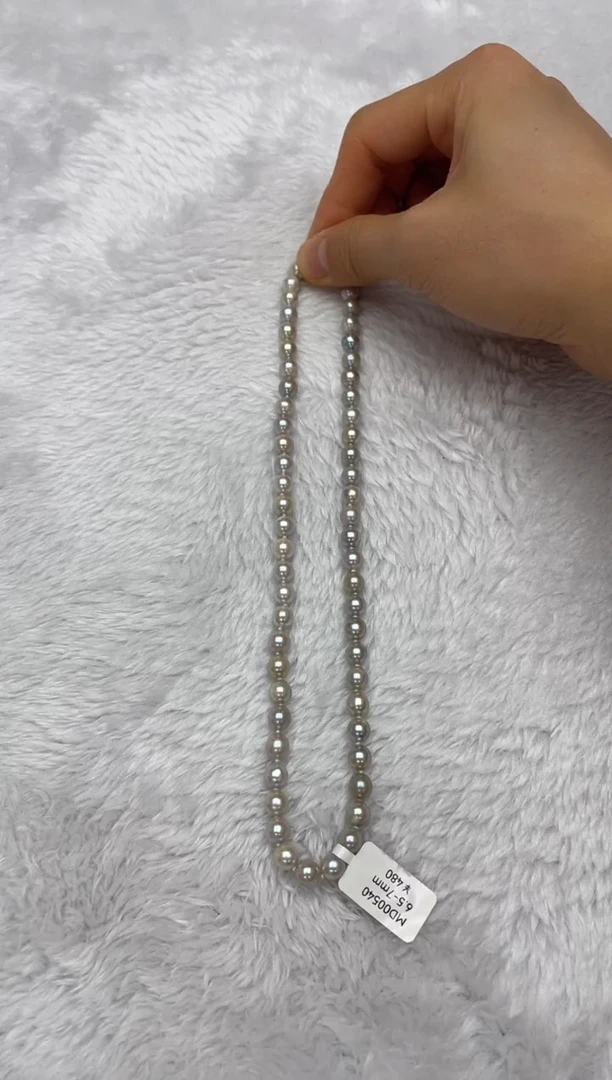 项链银S925镶嵌海水珍珠AK真多麻6.5-7mm