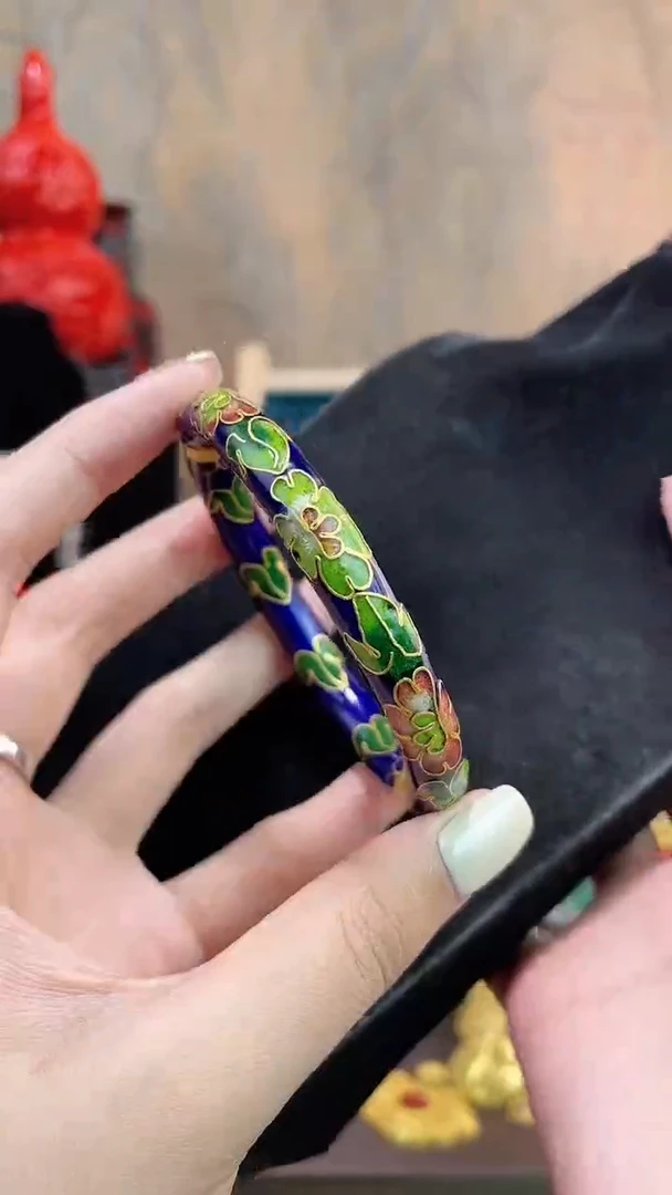 非遗手工景泰蓝开口镯子宝蓝