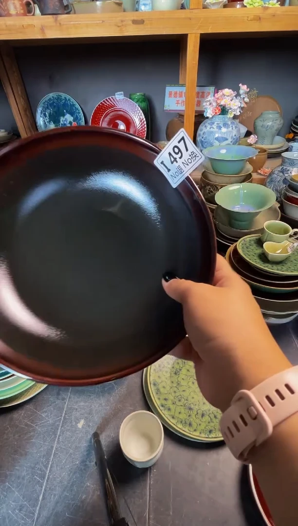 瓷片二*i497微瑕黑金浅盘