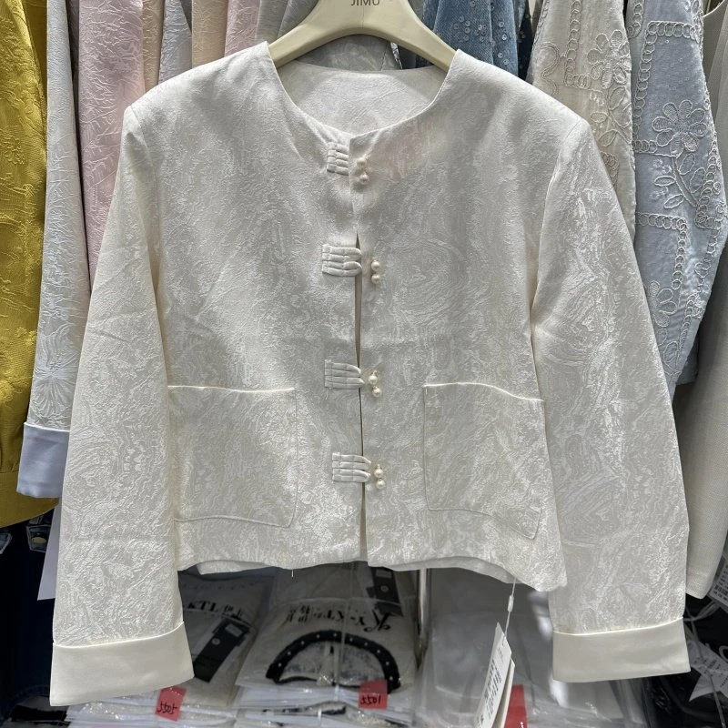 米薇格M8823 2025春季新款女装休闲长袖国风短外套上衣214