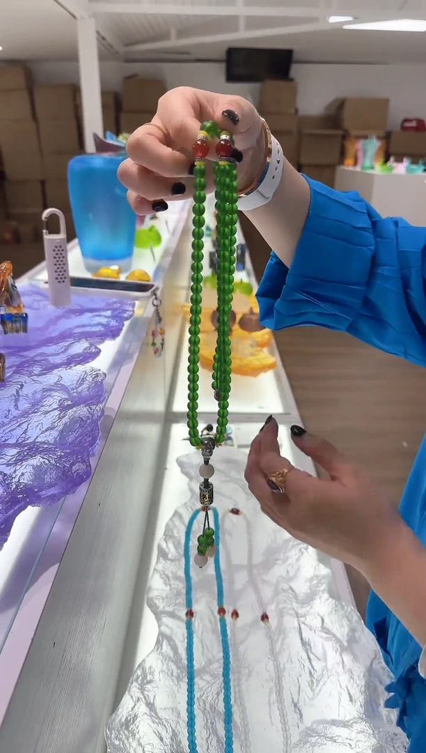 手工艺品琉璃108念珠绿色