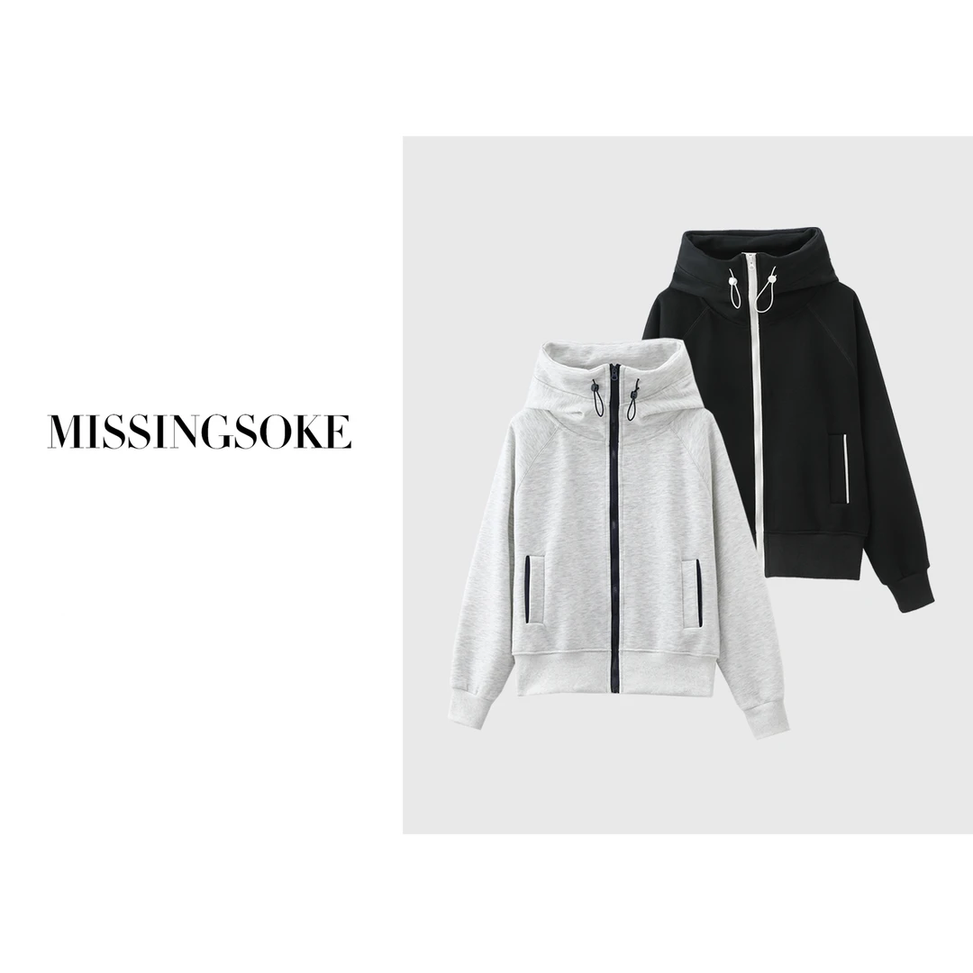 LANGTU-S【山行】纯色休闲百搭保暖加绒拉链连帽外套 2979