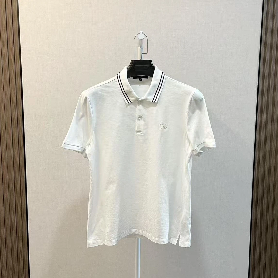 99新 GUCCI/古驰 /白色短袖polo胸前双Glogo/尺码M