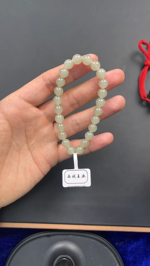 未镶嵌手串和田玉✨*✨且末青白手串卡8微色差