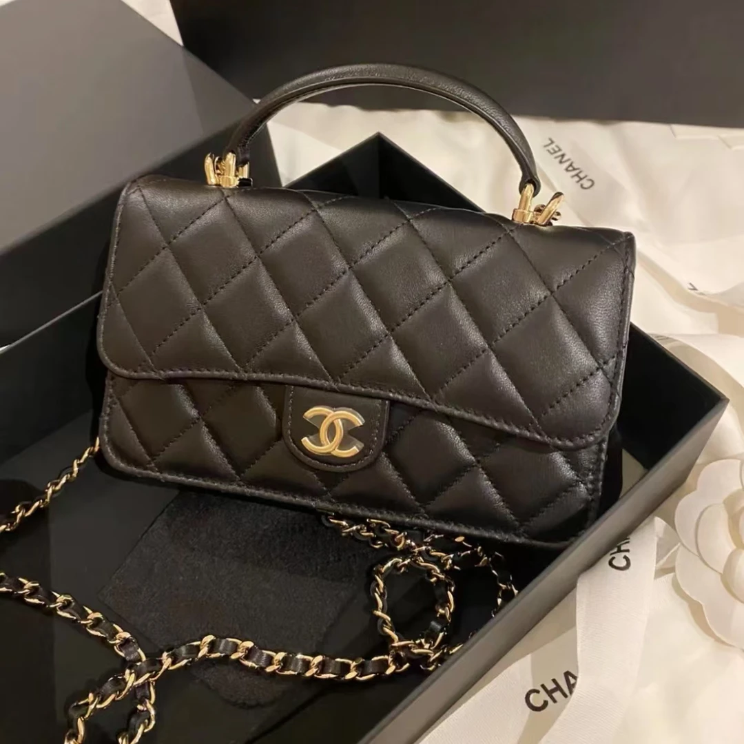 99新 Chanel/香奈儿 23P黑金MINI CF handle woc/981H