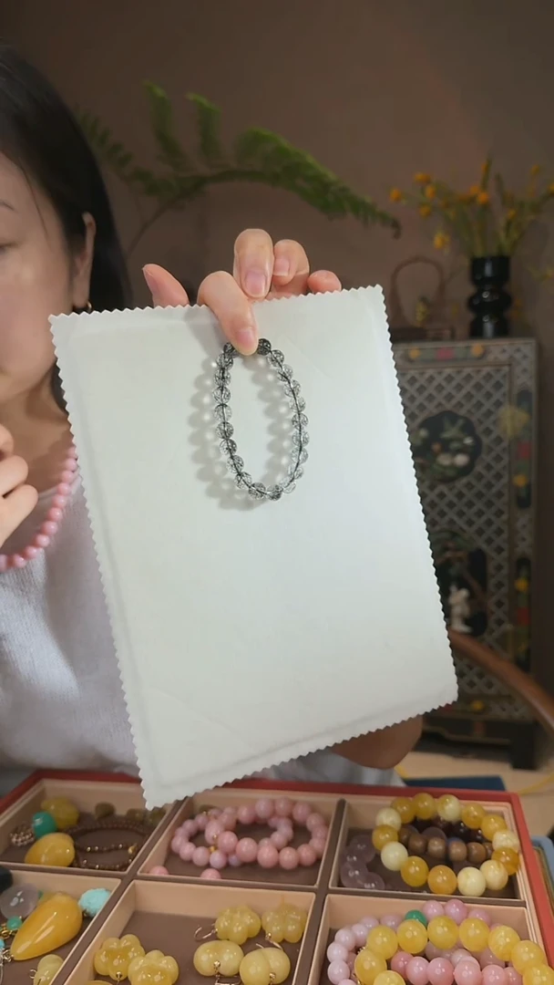 未镶嵌手串发晶天然黑发晶手串