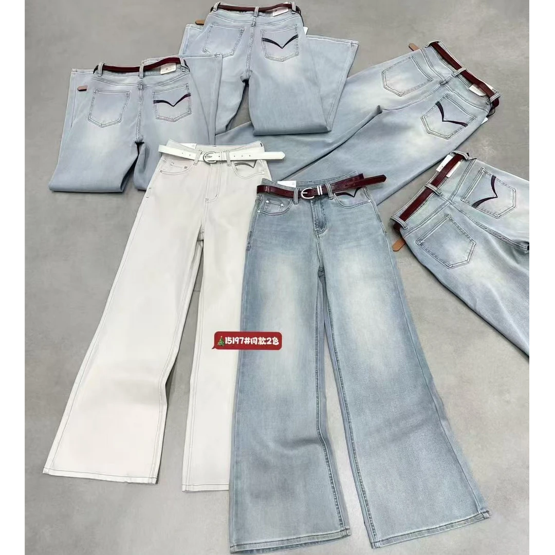 新款春夏四面弹直筒不贴腿微辣牛仔裤显瘦显腿直洋气百搭筒微辣