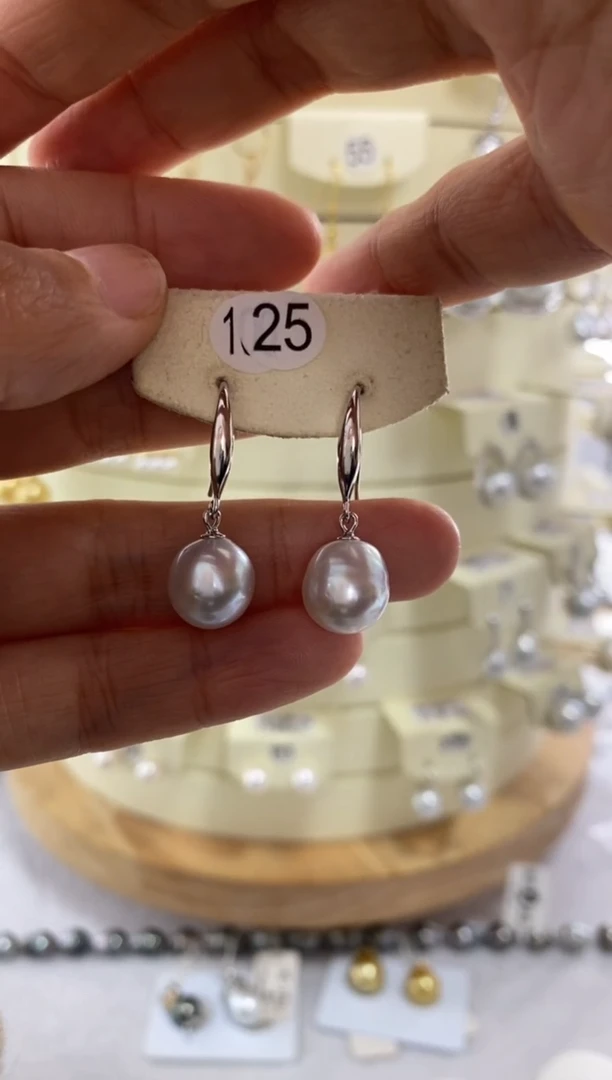 【闪购商品】海水珍珠耳饰银S925镶嵌9-10mm