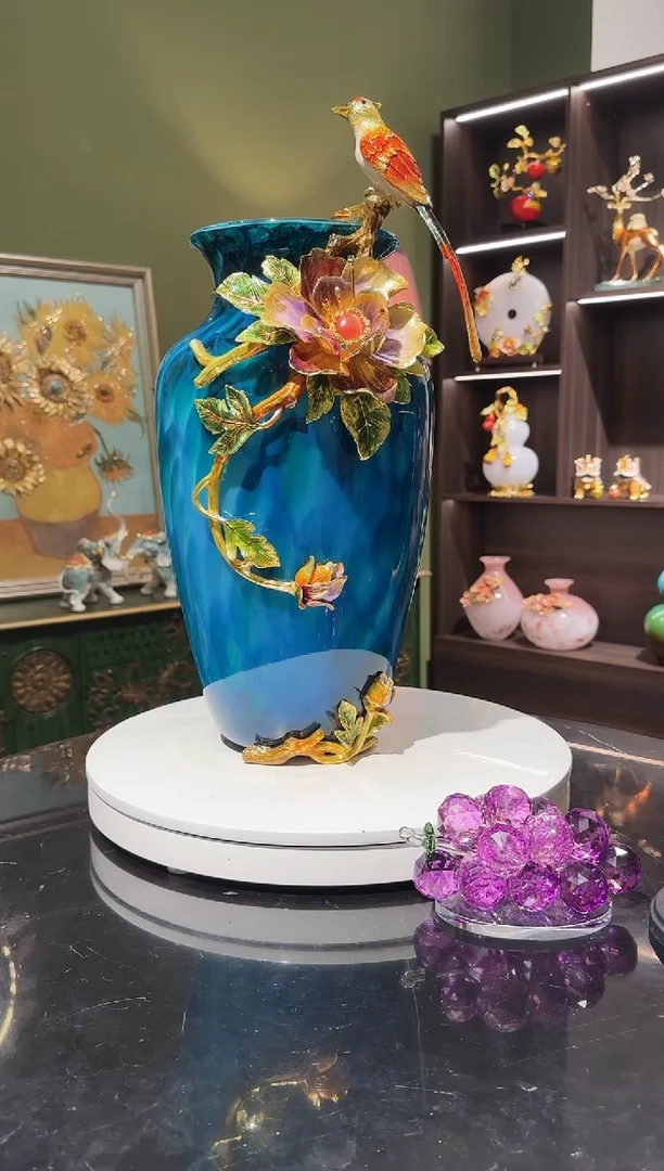 琉璃珐琅彩 花瓶 大