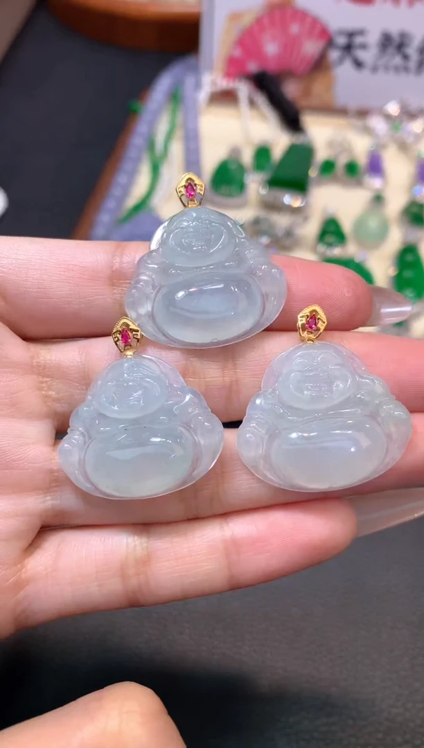 翡翠18K金镶嵌吊坠(不含链)多样性发货