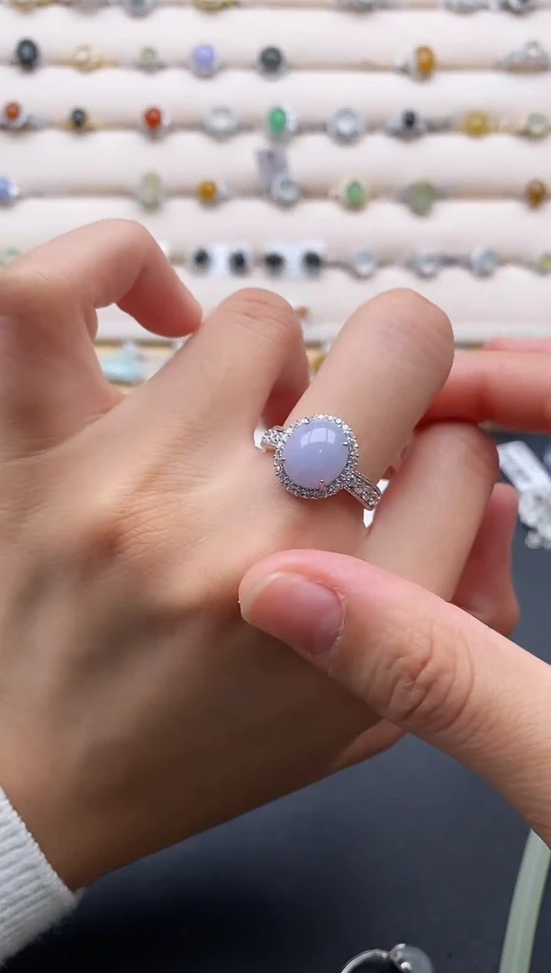 银S925镶嵌戒指翡翠5555555+5