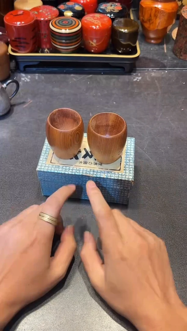屋久杉杯子一对 大漆漆器大漆漆器大漆漆器