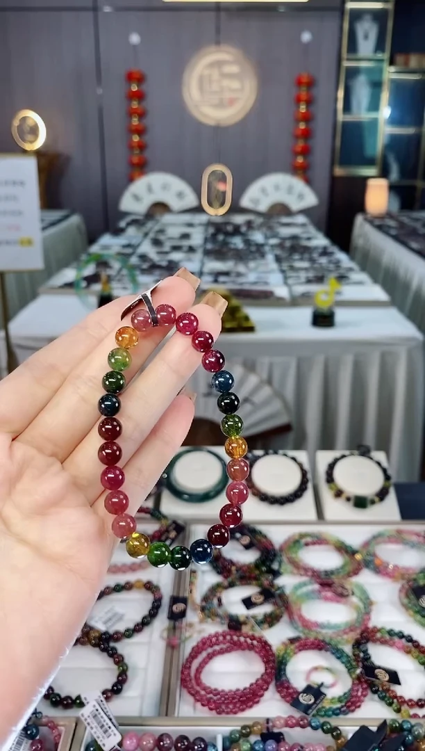 未镶嵌老矿碧玺单圈手串7mm+碧玺dan多样性发货一条
