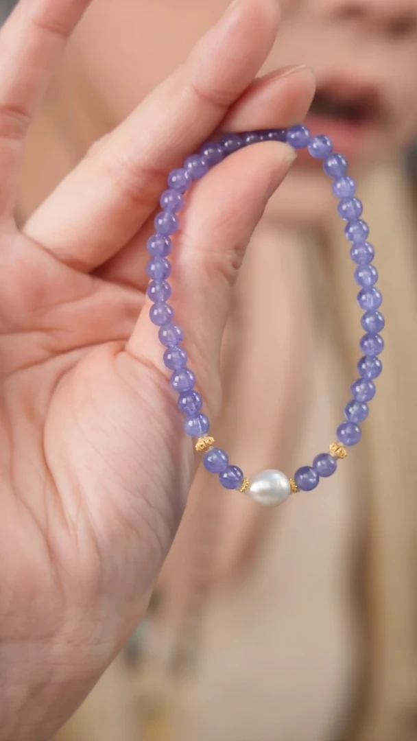 【闪购商品】坦桑石手链银S925镶嵌坦桑手串