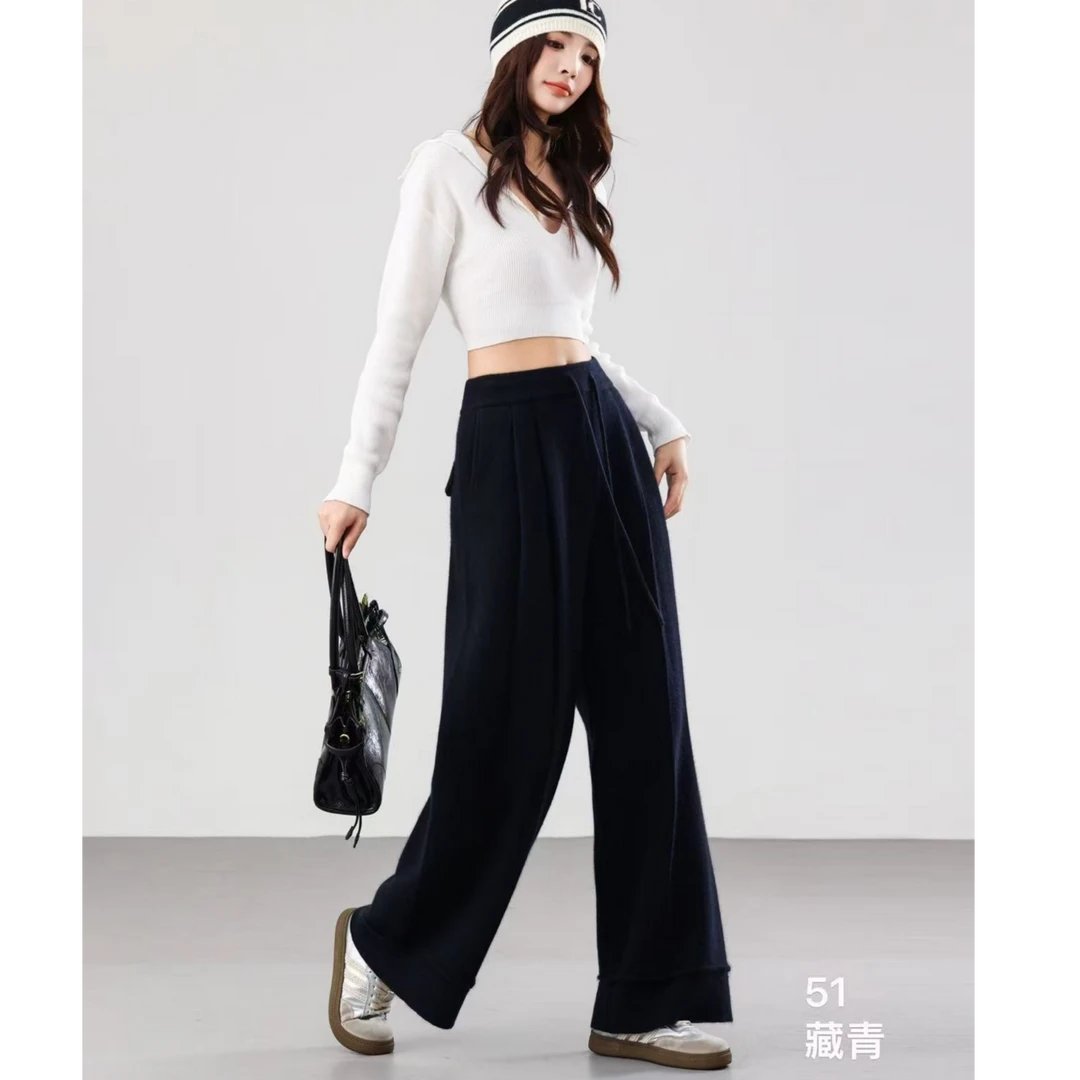 GO【可机洗】新款秋冬针织休闲松紧腰百显瘦搭针织女裤0151