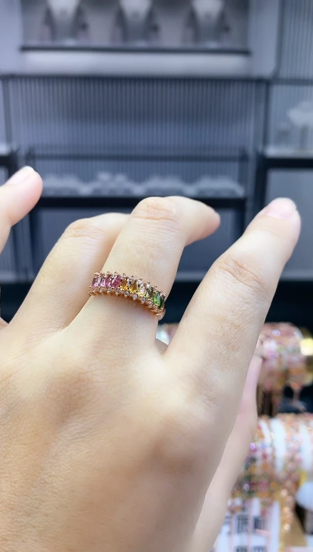 银S925镶嵌戒指碧玺66666666666