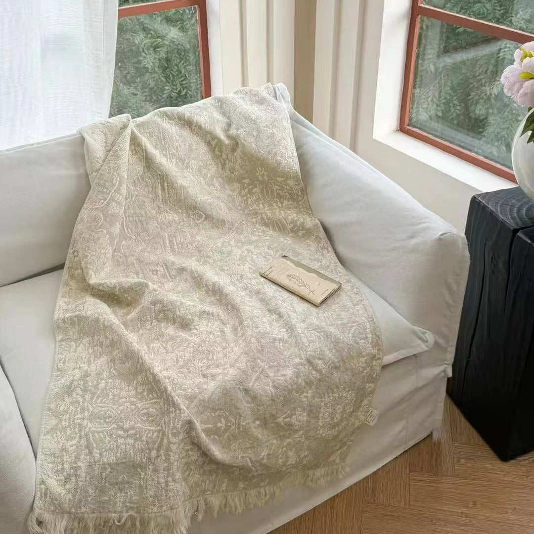 托斯卡纳系列纱布流苏盖毯可铺可盖亲肤浴巾沙发垫