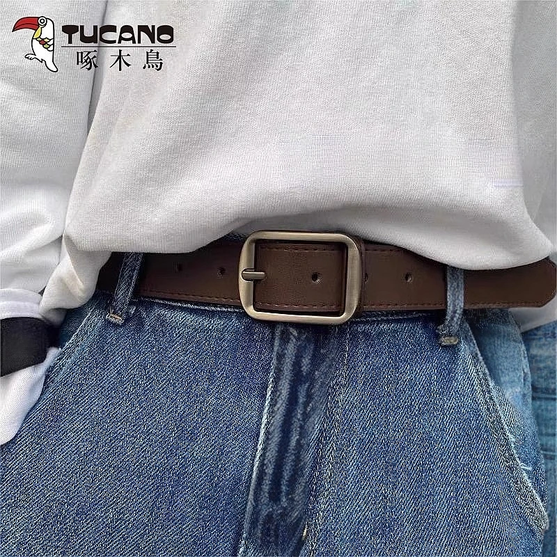 啄木鸟ins复古腰带男女简约百搭韩版学生休闲针扣皮带装饰牛仔裤