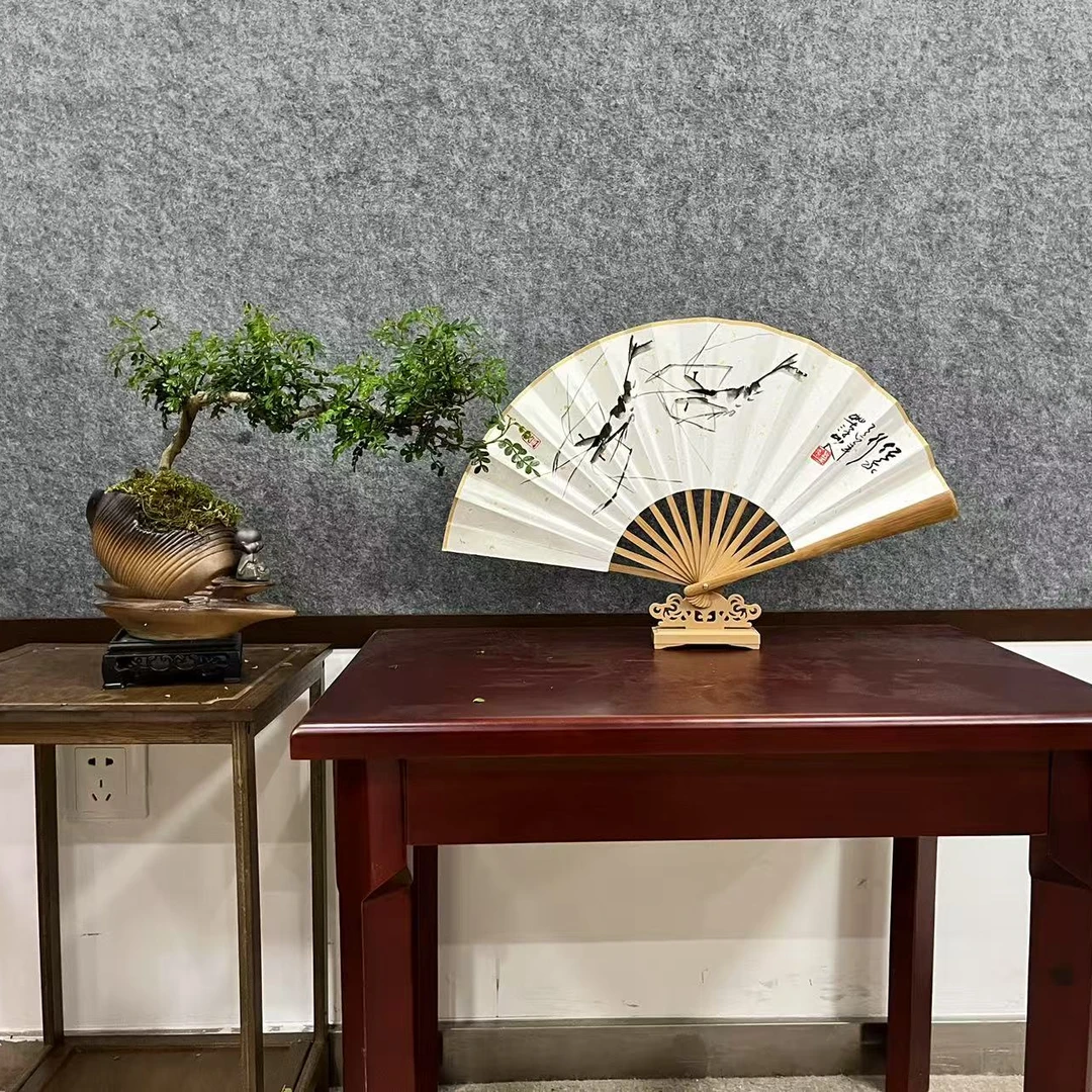 【顺丰包邮】周天一老师作品/二龙戏珠/八寸竹扇