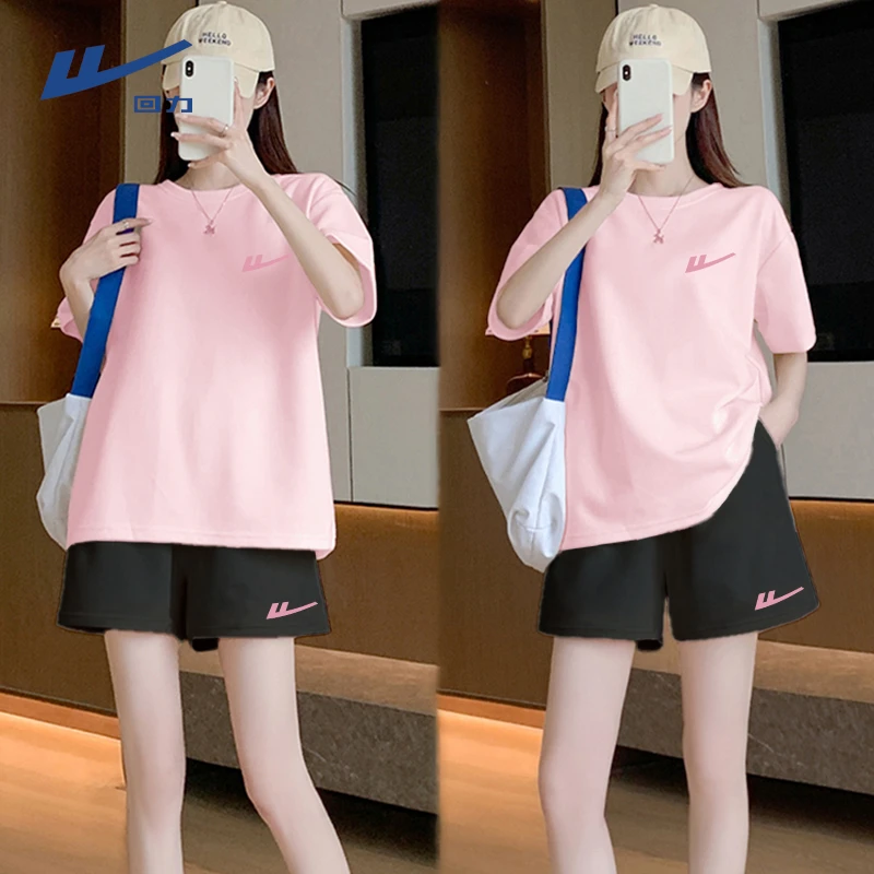 回力运动套装女士2025新款夏季休闲短袖短裤两件套一整套运动服L