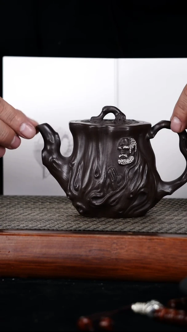 茶壶紫砂原矿紫泥树桩达摩360cc