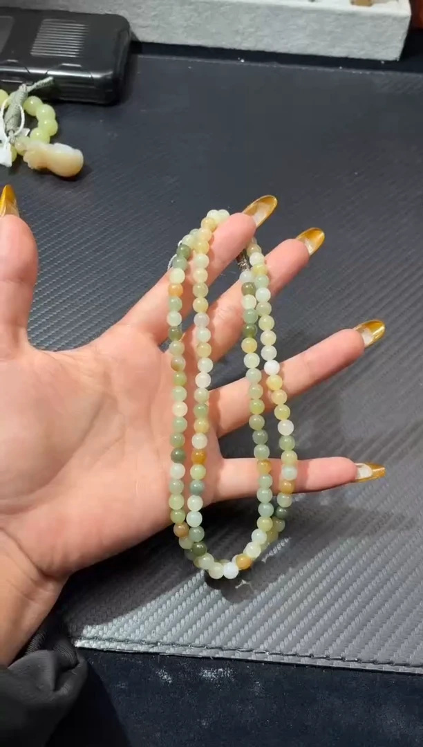 颈饰未镶嵌和田玉若羌多宝卡6长串108颗微色差