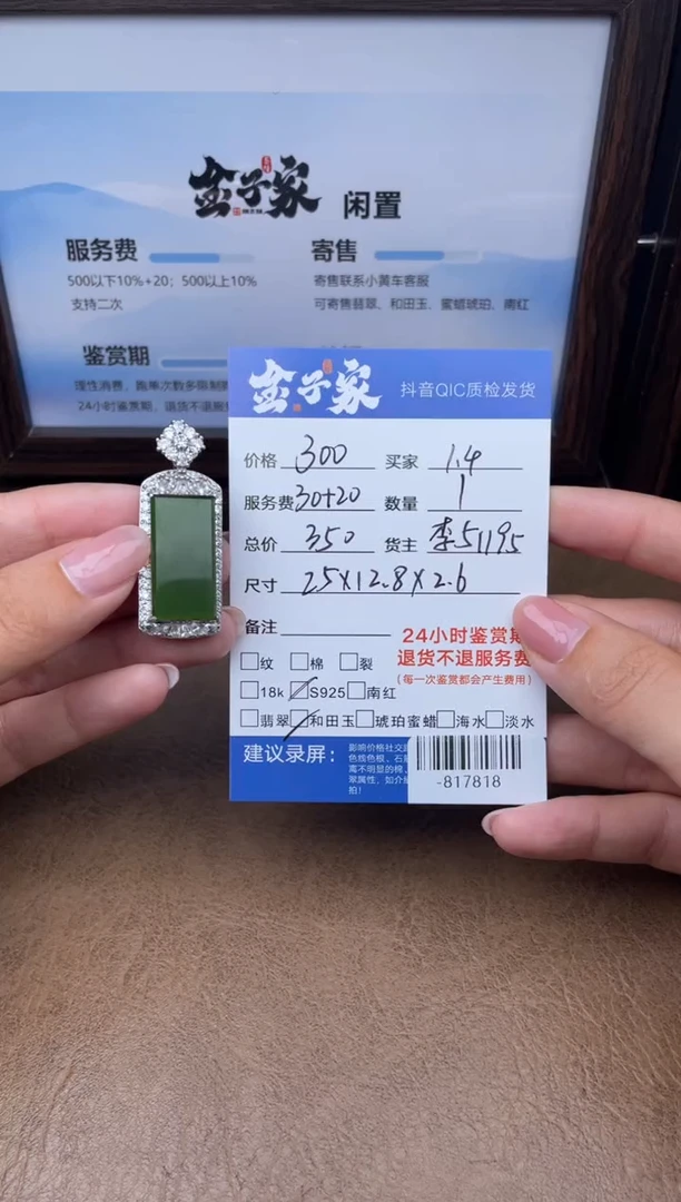 颈饰银S925镶嵌和田玉多人-817818