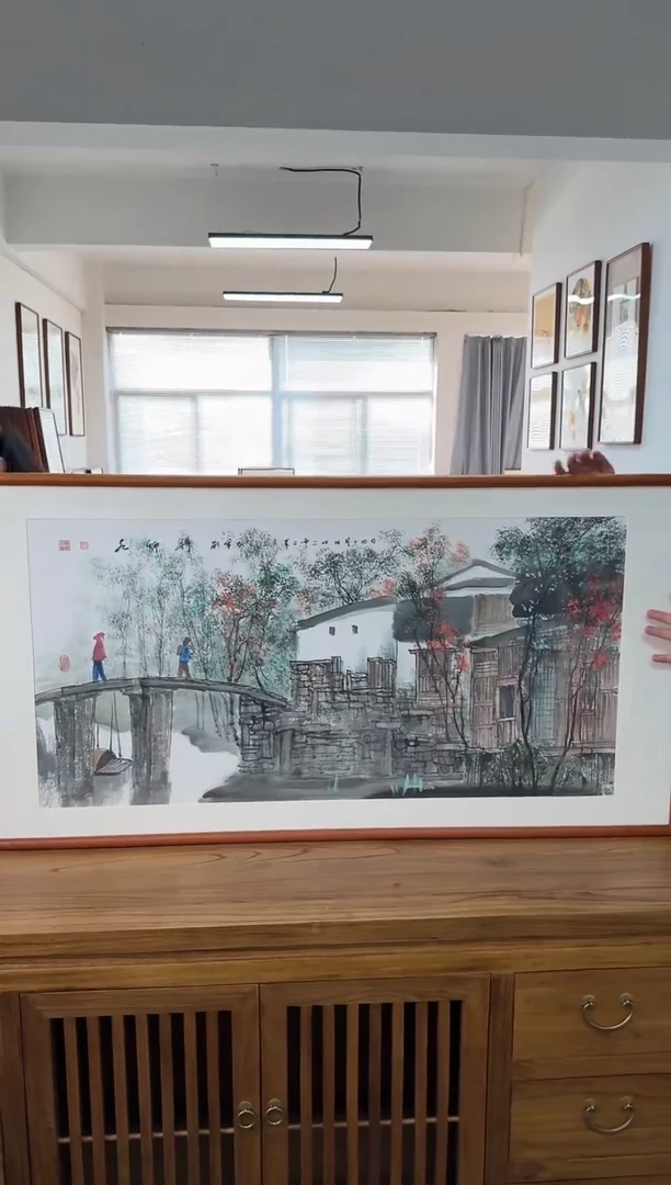 书法顾军民2-水乡-63*123尺寸海棠木