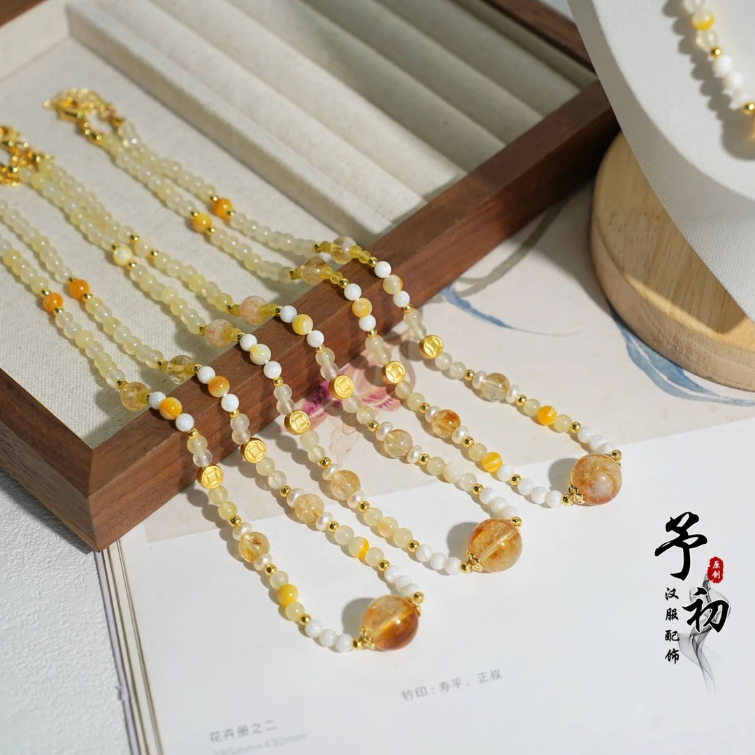 铜合金项链 予初【来财】短璎珞黄水原创设计百搭古风锁骨链项链