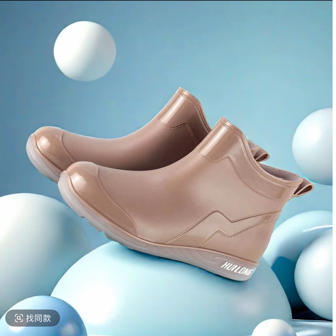 新款时尚雨鞋女士防滑防水鞋加绒可拆保暖厨师雨鞋耐磨短筒