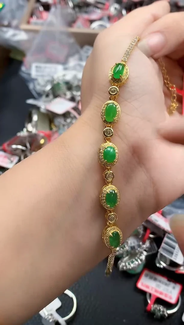 银S925镶嵌戒指翡翠天然A货缅甸翡翠