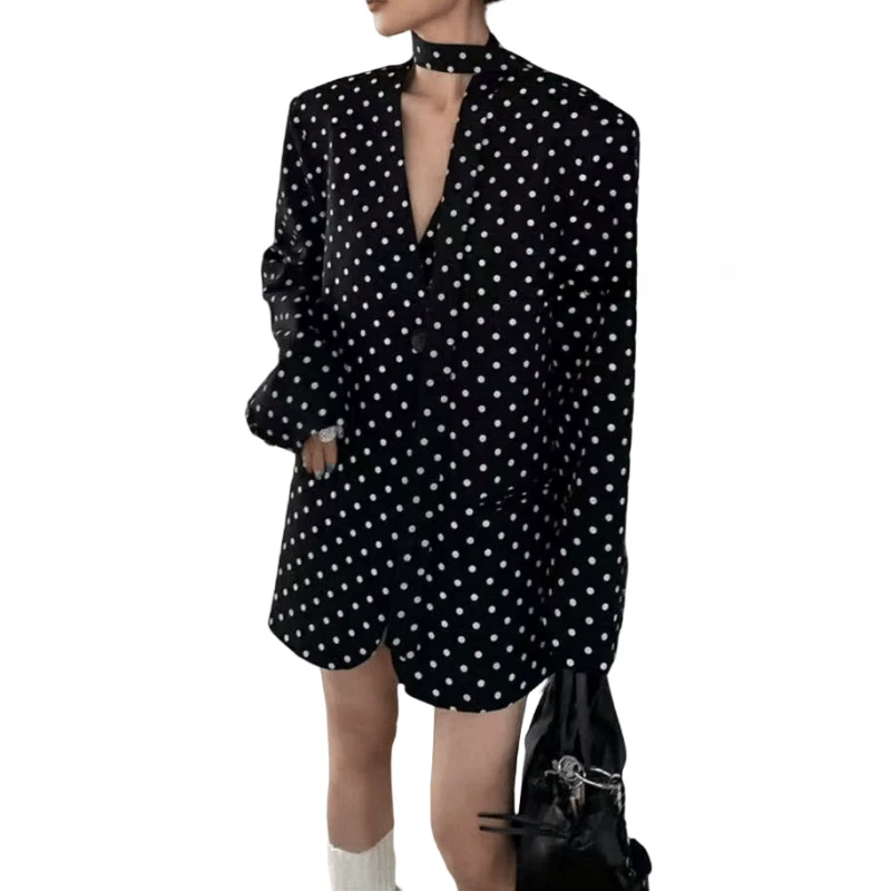 「主播推荐春季新款」1108款波点西装外套