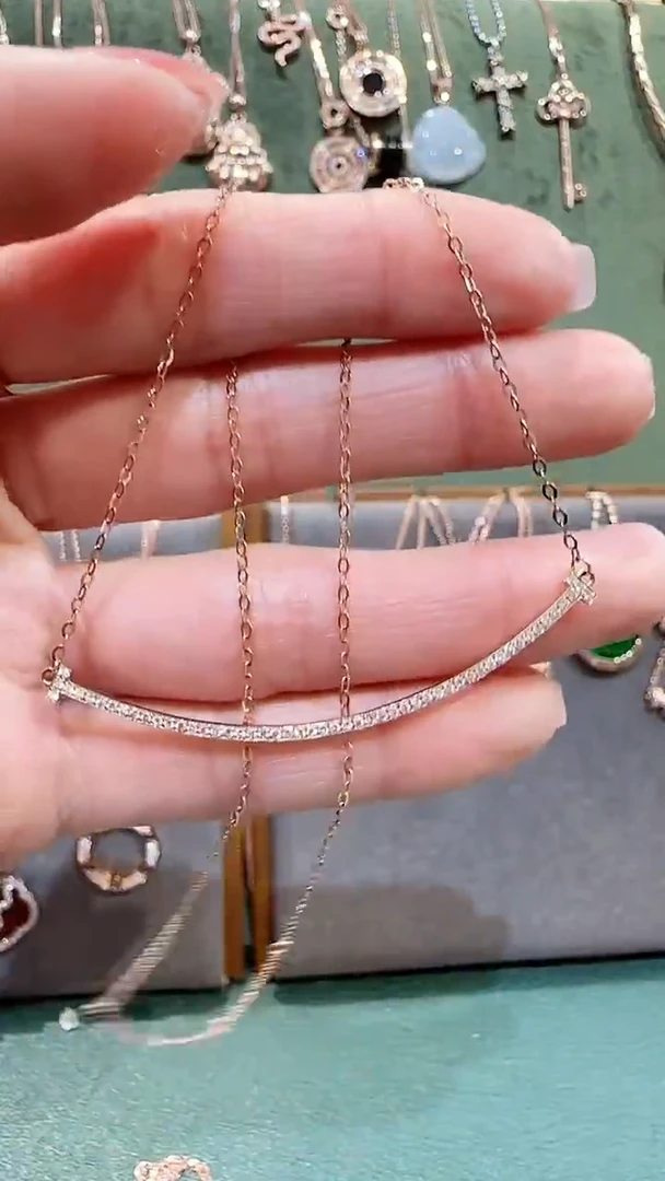 【闪购商品】天然钻石套链18K金镶嵌18K金钻石微笑套链