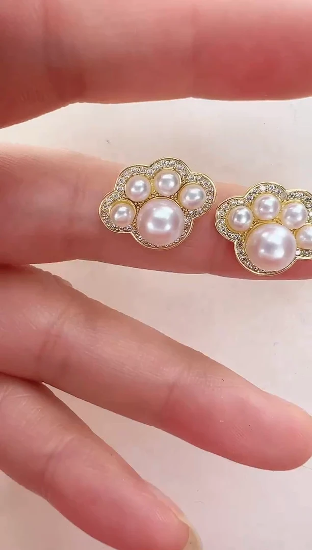 【闪购商品】淡水珍珠耳饰合金金色爪子