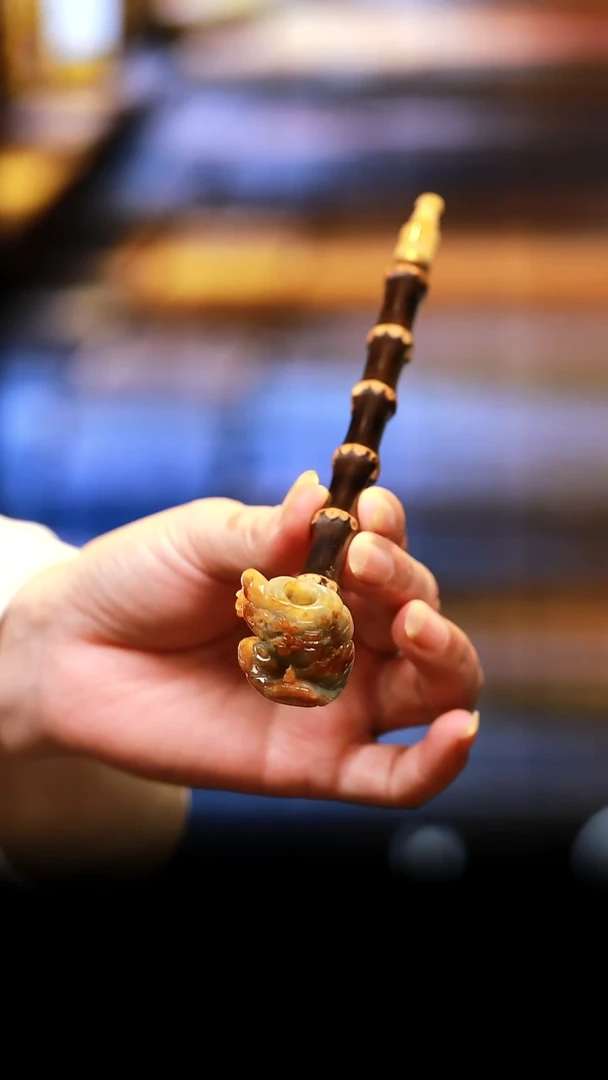 未镶嵌手机挂链玛瑙/玉髓烟杆