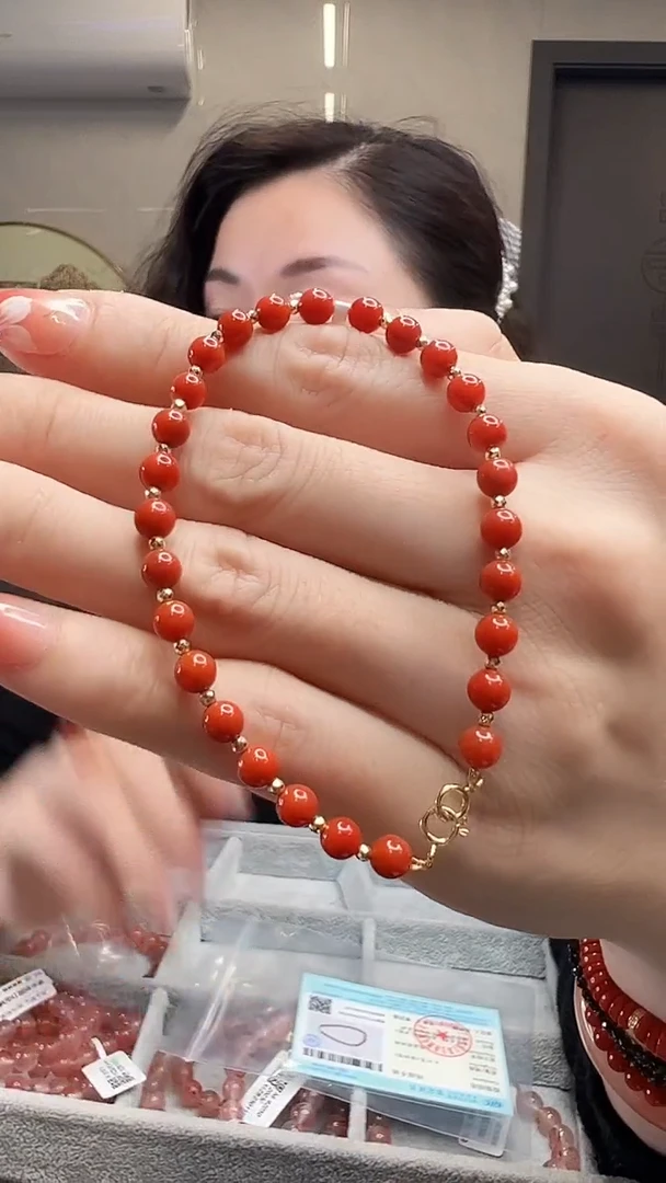 【闪购商品】南红玛瑙手链未镶嵌4mm/18K金设计款/15.5#/YK