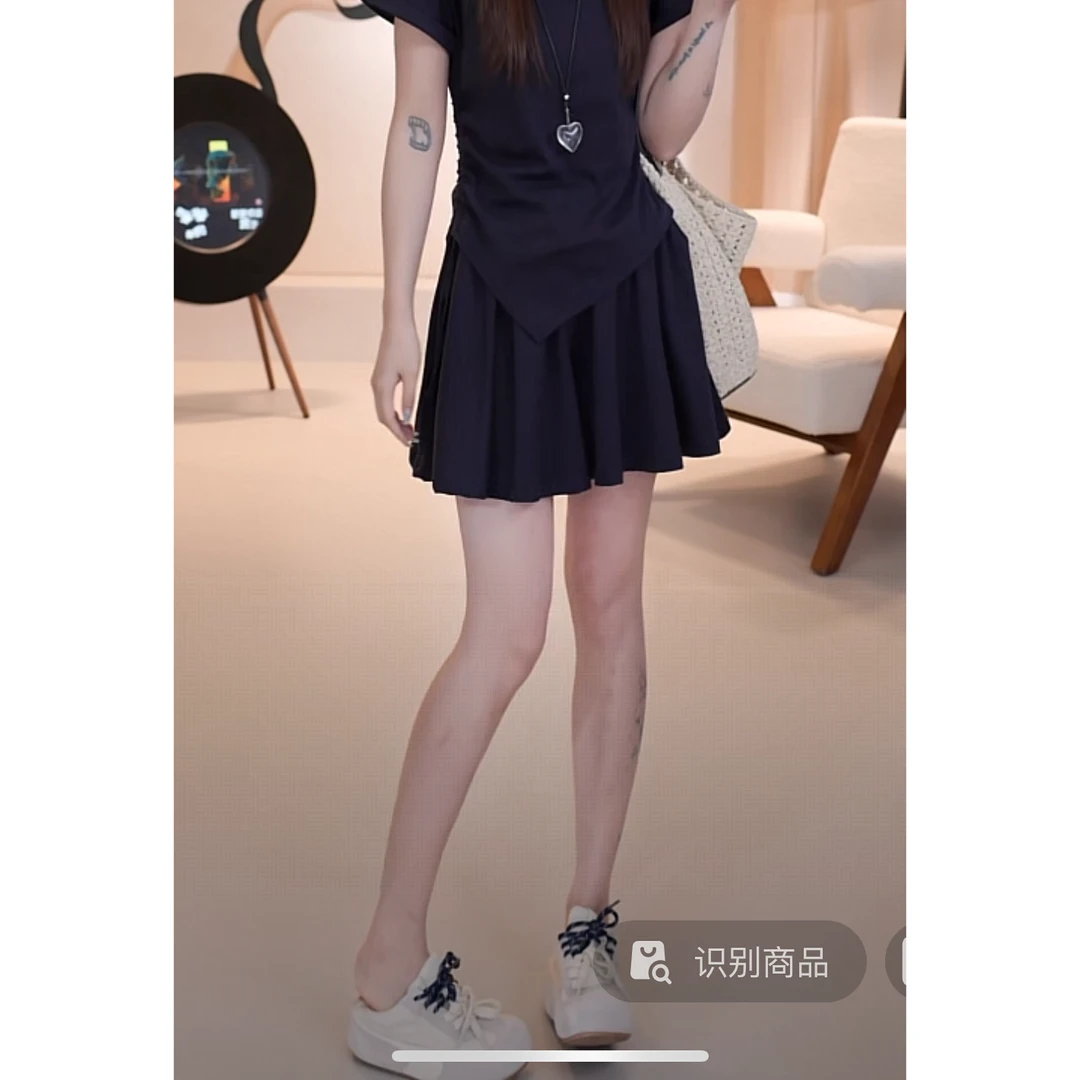 C04346夏季新款洋气宽松小个子阔腿短裤松紧腰裤裙