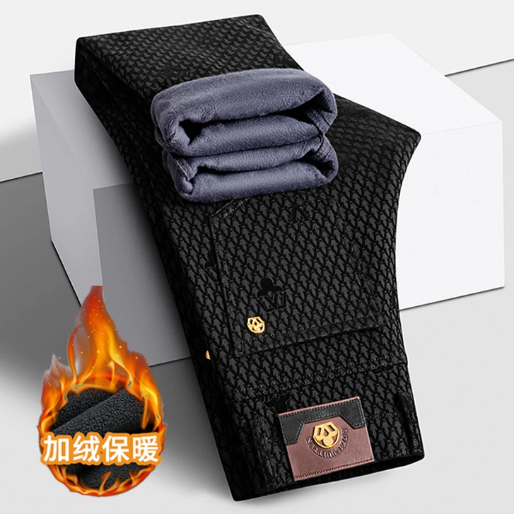 2025秋冬商务锁温休闲裤男士轻奢高品质弹力提花老钱风修身男裤子